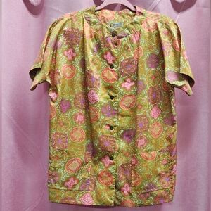 Hawaiian Casuals By Stan Hicks Olive Green Button Up Sz M (?)